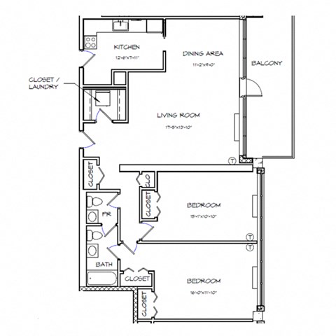 a floor plan of a house with bedrooms and a living room
